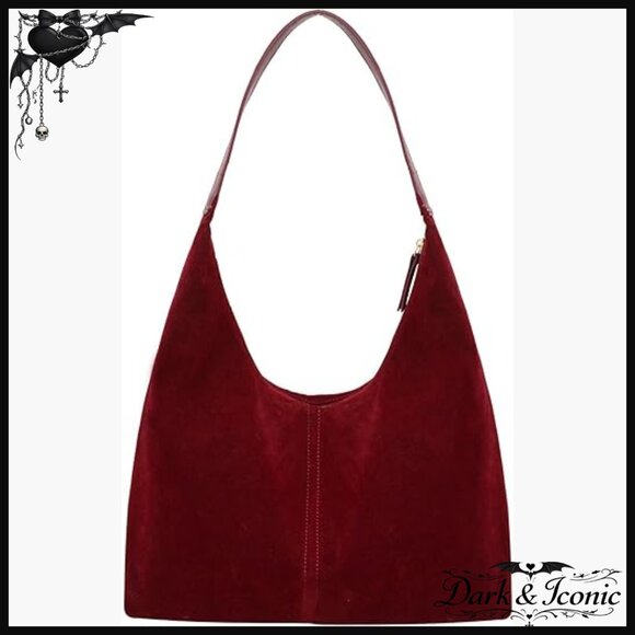 Handbags - Slouchy Suede Hobo Shoulder Bag Large Capacity Work Travel Purse